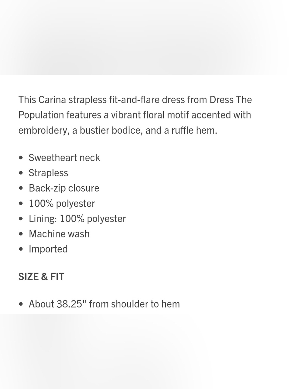 Dress the Population Carina Floral Embroidered Strapless Bustier Fit&Flare Dress - Picture 6 of 12